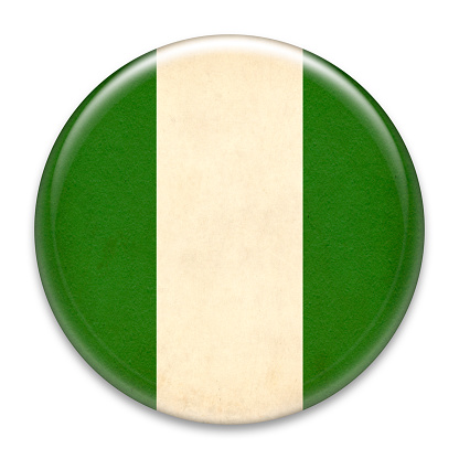 Grungy Nigerian badge isolated on white.