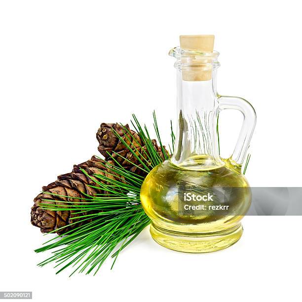 Oil Cedar With Cones Stock Photo - Download Image Now - Amber, Bottle, Branch - Plant Part