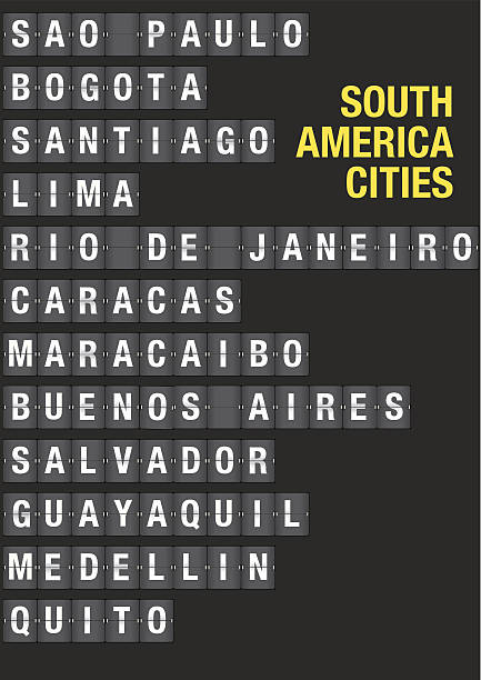 istock Name of South American Cities on Airport Flip Board 502092845
