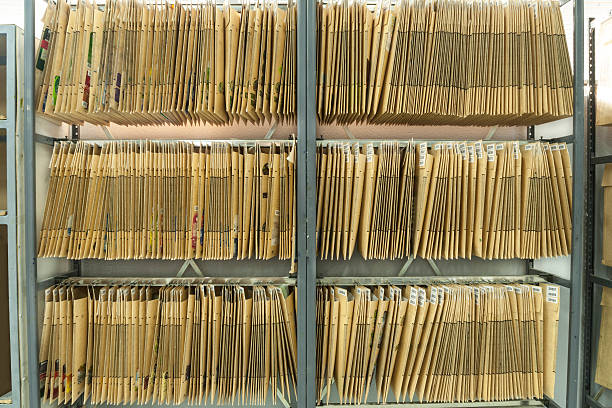 Stack of file folders stock photo