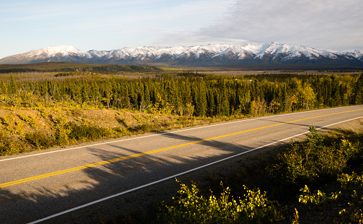 The highway cuts past the last tundra before turning into the mountains