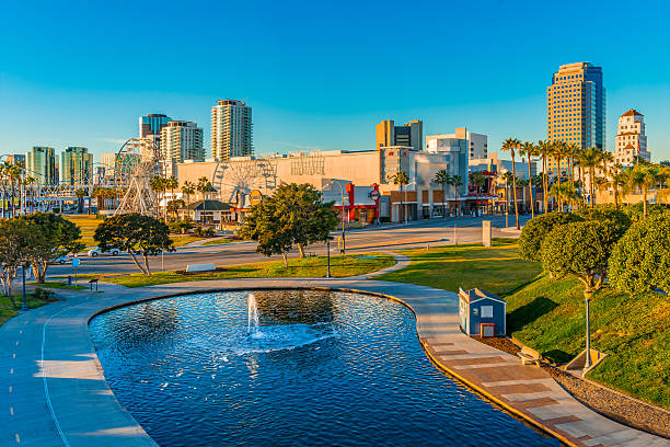 istock Rainbow Lagoon Park with palms downtown Long Beach, CA(P) 502098316