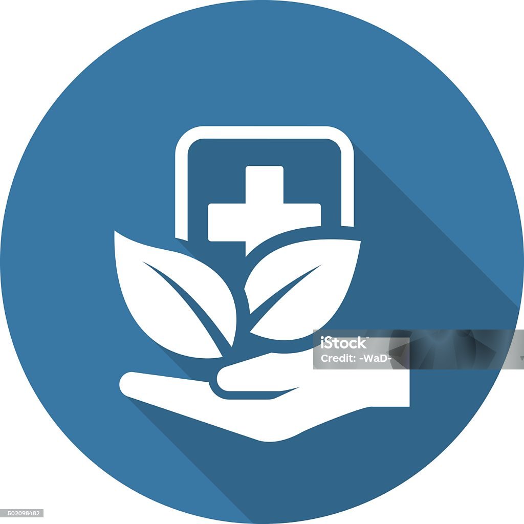 Alternative Medicine Icon. Flat Design. Alternative Medicine Icon with Leaves. Flat Design. Isolated. 2015 stock vector