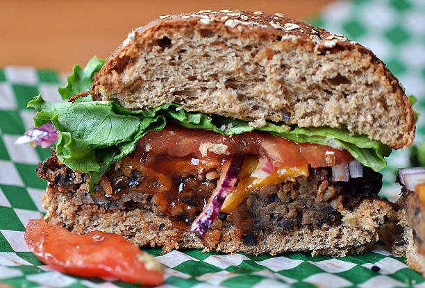 Handmade Black Bean Burger on Whole Grain Bun