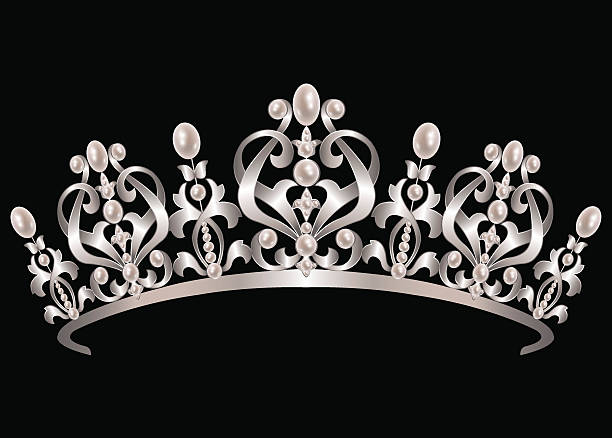 diadem mit perlen - tiara stock-grafiken, -clipart, -cartoons und -symbole