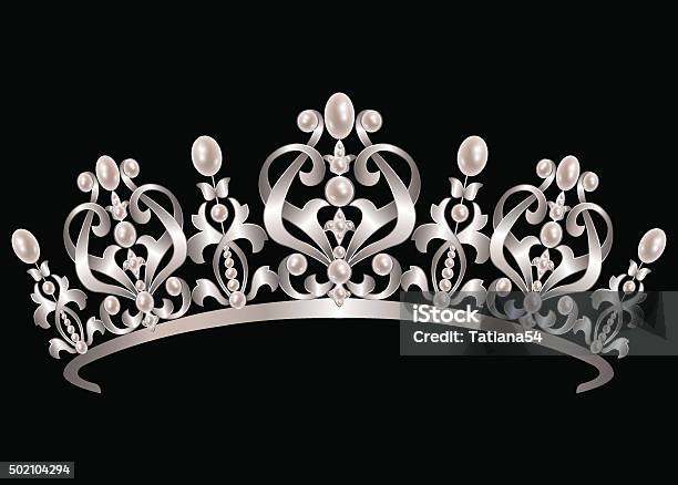 Diadem Mit Perlen Stock Vektor Art und mehr Bilder von Tiara - Tiara, Königin, Brosche