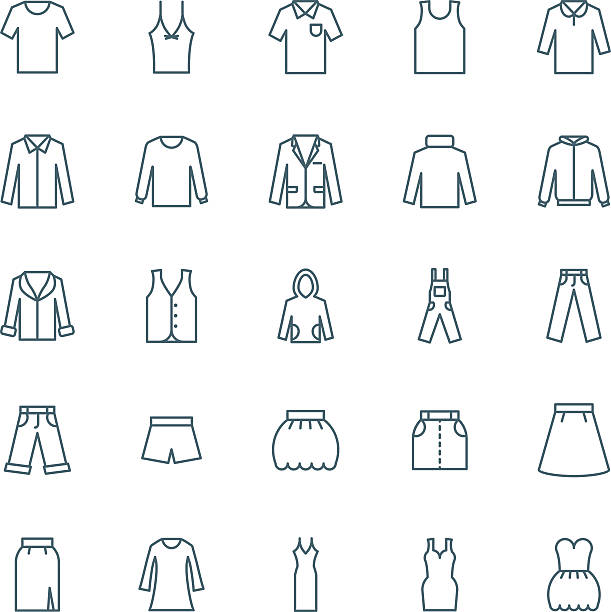 Clothes vector icons set Clothes vector icons set river wear stock illustrations