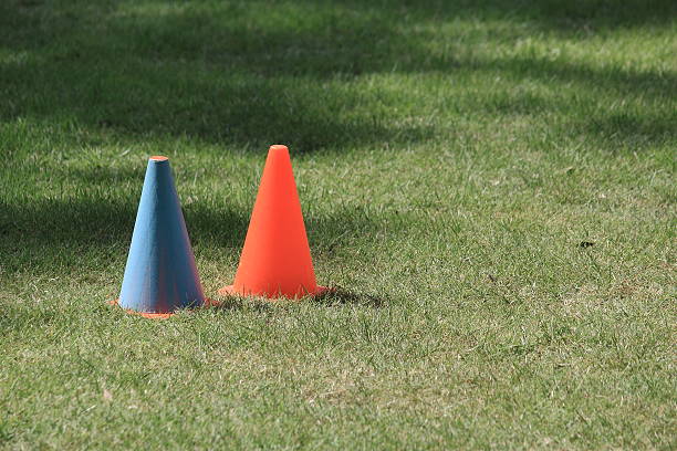 istock Blue And Orange Cones On Playground 502104934