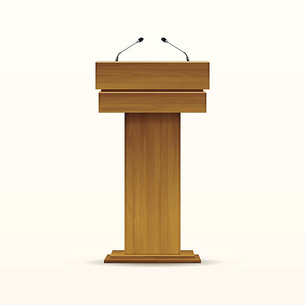 istock Vector Wooden Podium Tribune Rostrum Stand Isolated on White 502111831
