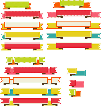 Big Ribbons Back Big Ribbons Set Isolated On White Background Stock Illustration ...