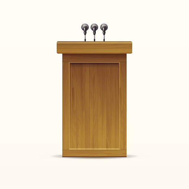 istock Vector Wooden Podium Tribune Rostrum Stand Isolated on White 502113053