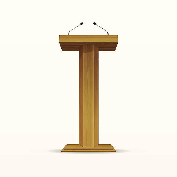 istock Vector Wooden Podium Tribune Rostrum Stand Isolated on White 502113107