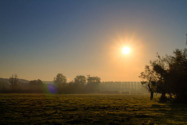 istock Rural landscape with sunrise over a meadow 502116887