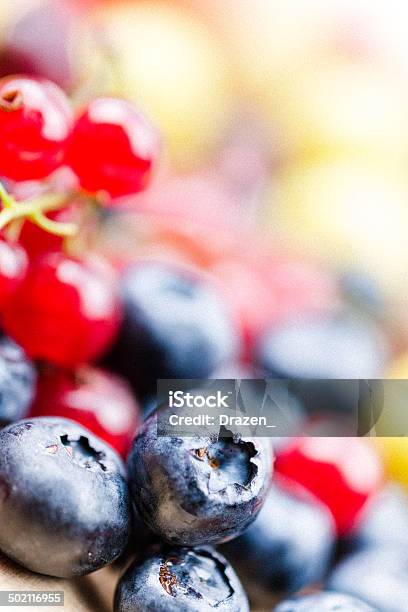 Blueberry Red Currant Berry Fruit Close Up On Wooden Background Stock Photo - Download Image Now