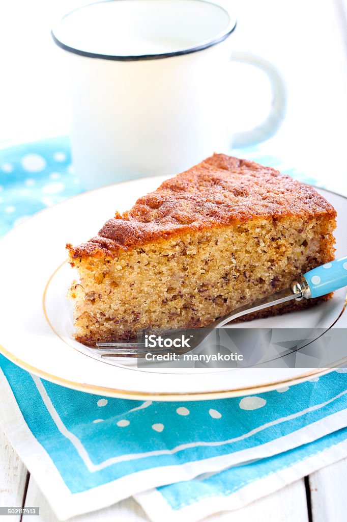 Slice of banana cake Slice of banana cake, selective focus Appetizer Stock Photo