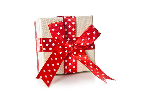 istock Red gift box with ribbon bow isolated on white background 502117973
