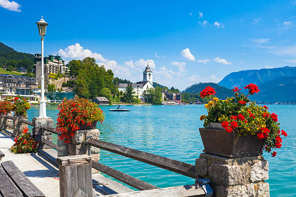 View of St. Wolfgang waterfront stock photo