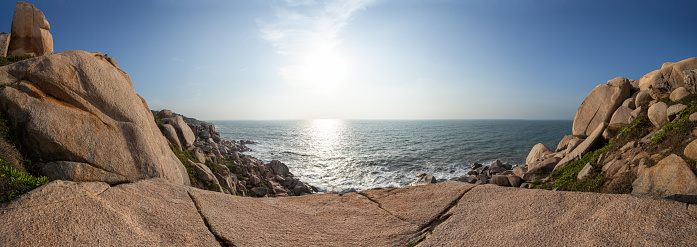180 degrees panorama of sea cliff.