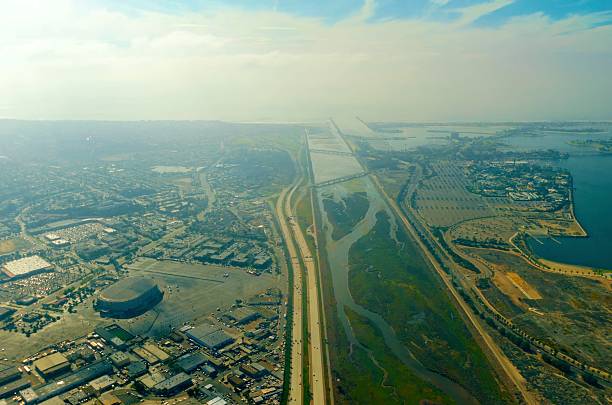 istock Aerial view of San Diego river 502126894