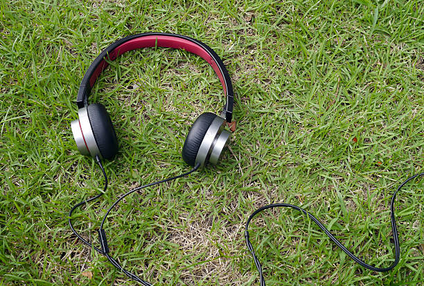 istock Headphones on green grass 502127568