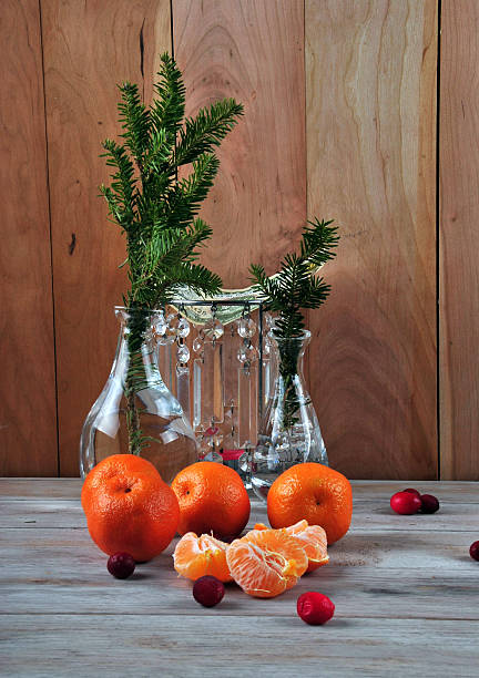 Chrismans decoration with tangerine, cranberry and pine.