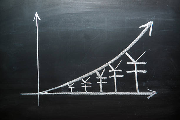 rmb gráfico de crescimento - stock market stock ticker board stock market data finance - fotografias e filmes do acervo