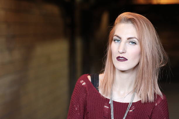 istock Sexy Vampire Ginger Woman lips with blood. 502128758