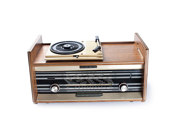 istock Old radio-gramophone  on white background 502131271