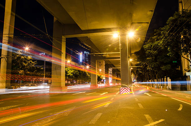 istock Big city road car lights at night 502131405