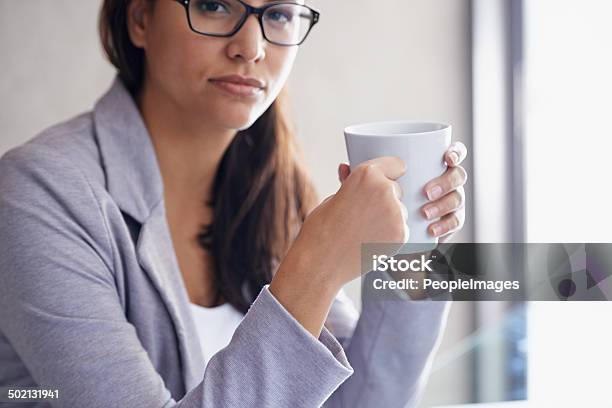 Coffee She Operates On 3 Cups A Day Stock Photo - Download Image Now - Brown Hair, Close-up, Long Hair