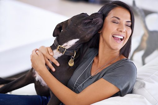 Shot of an attractive young woman enjoying a cuddle with her dog at homehttp://195.154.178.81/DATA/i_collage/pi/shoots/783733.jpg