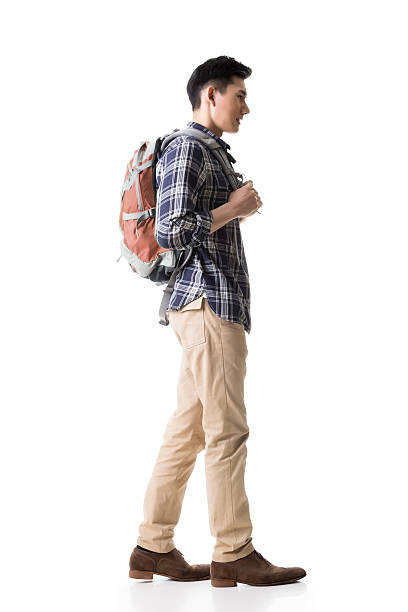 istock Side view of young Asian backpacker 502132147