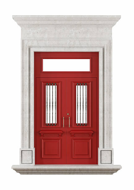 istock Stone portal with red front door 502132403