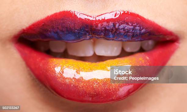 Shell Have A Kiss Full Of Colour Stock Photo - Download Image Now - Adult, Adults Only, Arts Culture and Entertainment