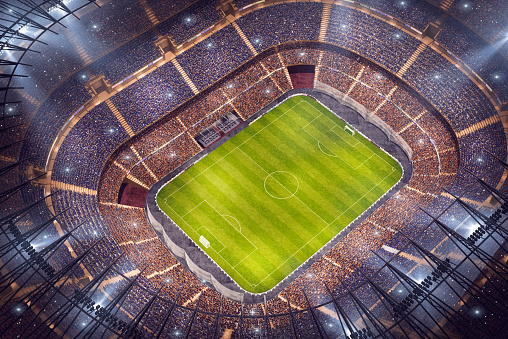 Soccer stadium bird eye view