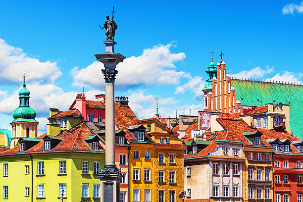 Old Town in Warsaw, Poland Scenic summer view of Castle Square ancient architecture with Sigismund column in the Old Town in Warsaw, Poland. See also: warsaw stock pictures, royalty-free photos & images