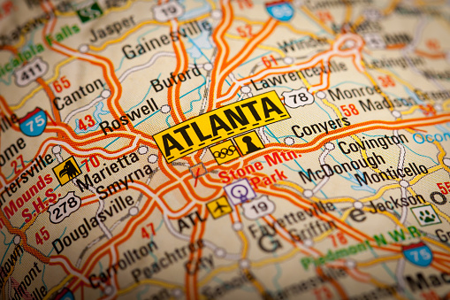 Map Photography: Atlanta City on a Road Map