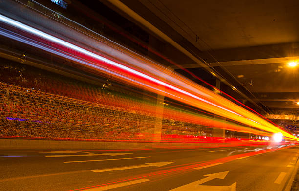 istock Big city road car lights at night 502136877