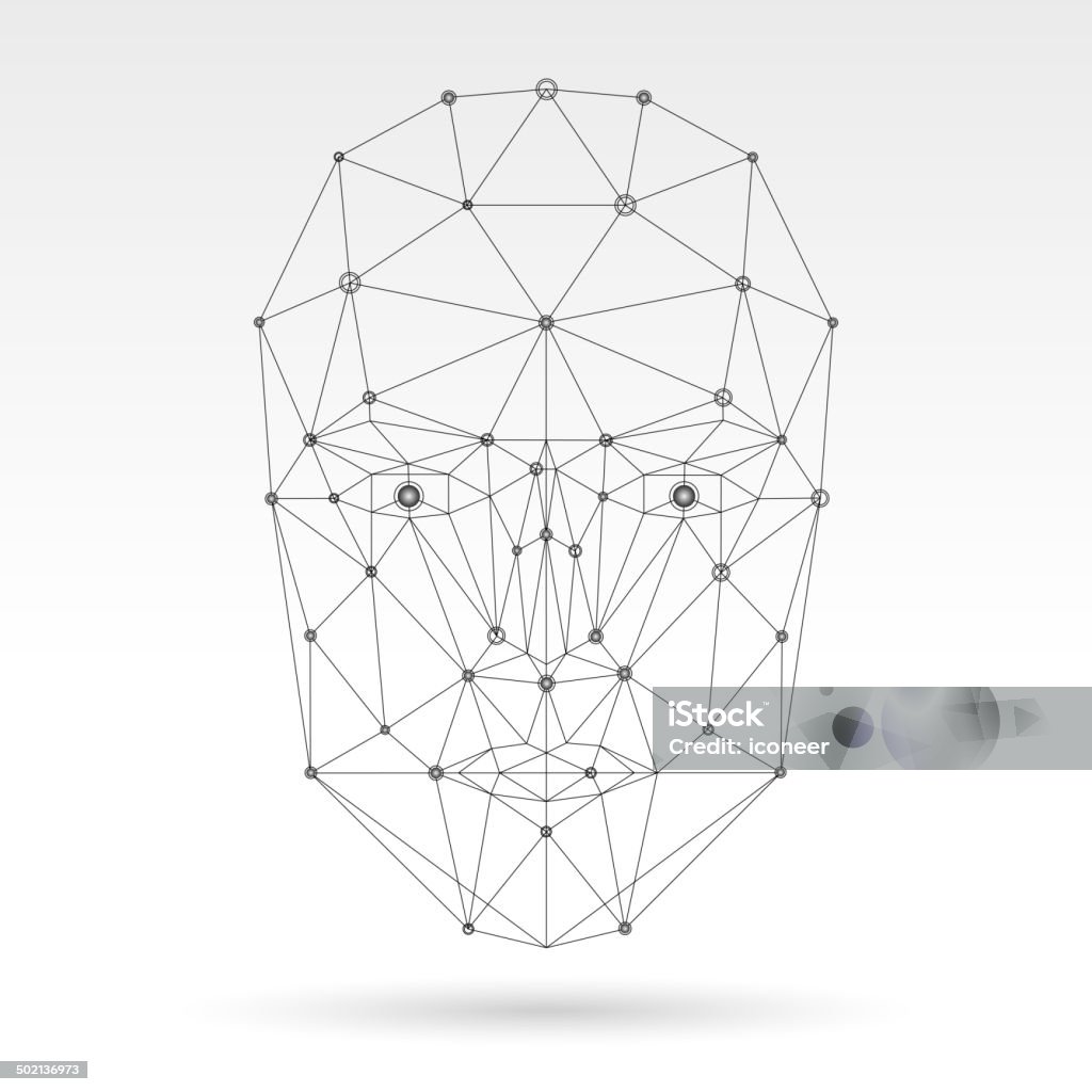 Gesicht Netzwerk-illustration Grau - Lizenzfrei Einzellinie Vektorgrafik