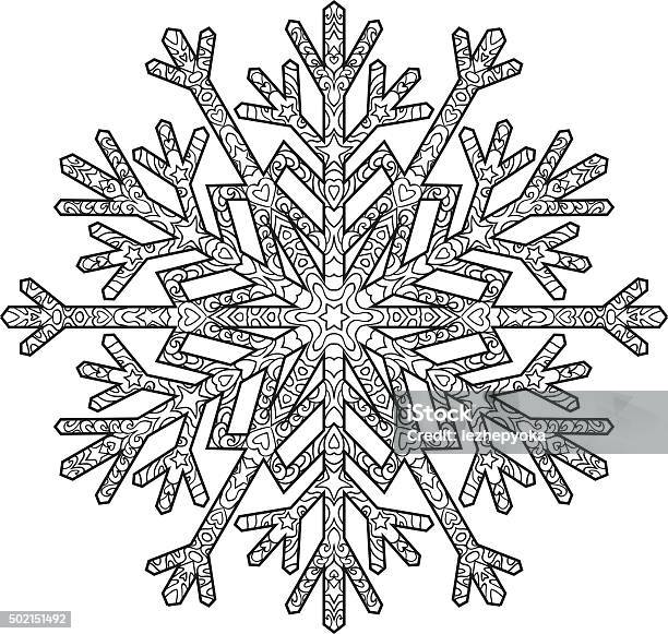 Hand Drawn Antistress Snowflake Stock Illustration - Download Image Now - Coloring, Adult, Snowflake Shape
