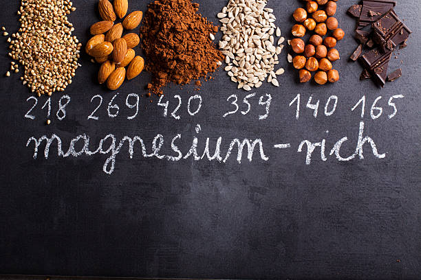 istock Products rich in magnesium on black background. 502151866