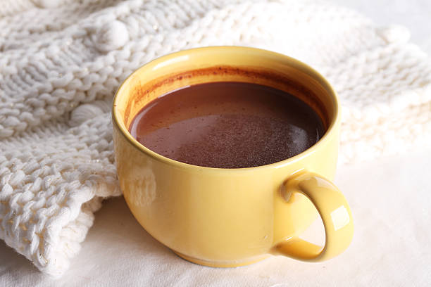 istock hot chocolate drink in yellow mug 502152238