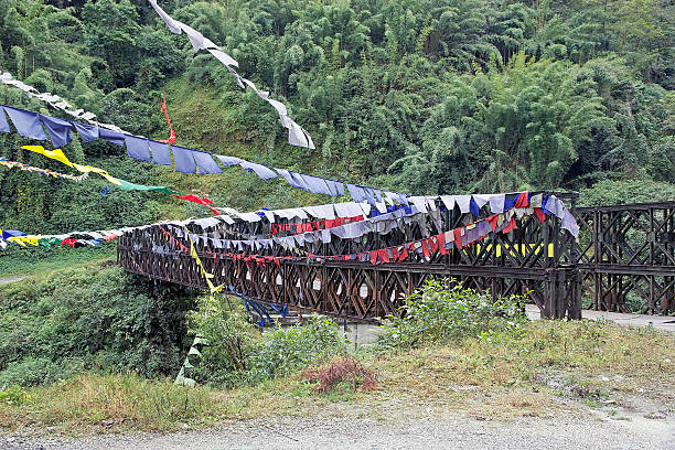 istock Bridge and prayer flags, Sikkim, India 502153524