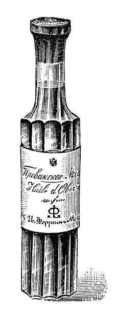 tincture illustration was published in journal "Dames et des demoiselles" Paris 1878-1879 potion bottle retro revival old fashioned stock illustrations