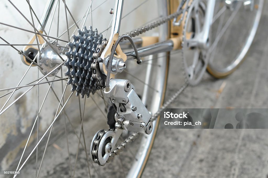 Bicycle's rear wheel Bicycle's detail view of rear wheel with chain & sprocket Accuracy Stock Photo