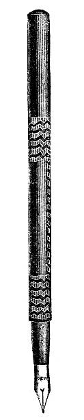 Pen illustration was published in journal "Dames et des demoiselles" Paris 1878-1879 ancient writing tool stock illustrations
