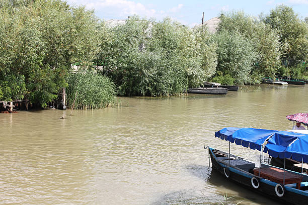 istock Pleasure boats on the river Danube. Vilkovo 502156554