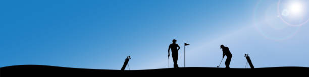 Vector silhouette of people. Vector silhouette of people who play golf. golf silhouettes stock illustrations