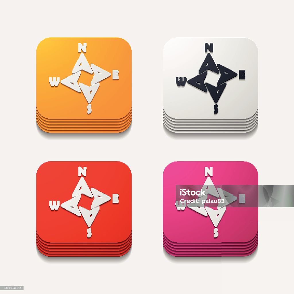 Button Compass Drawing Square Button Compass Stock Illustration - Download Image Now - Azimuth ...