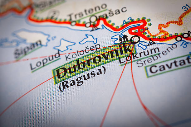 istock Dubrovnik City on a Road Map 502157631